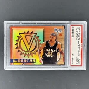 1997 Score Board Varsity Club VC1 Tim Duncan PSA 9 Rookie Insert HOF Spurs